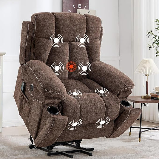 CANMOV Power Lift Recliner Massage Heat Heavy Duty Reclining 2 Cup Holders