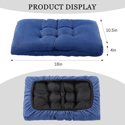 Rectangular Stool Cushion Set of 4, Soft Saddle Stool Cushions with Ties, Nonslip and Washable, Dark Blue, 18 x 10.5 x 4 Inch