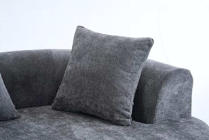 79" Curved Loveseat Sofa in a Box for Living Room, Modern Boneless Loveseat Couch Chenille Deep Seat Cloud Floor Couch with 3 Throw Pillows for Small Spaces, No Assembly Needed | Breathable material