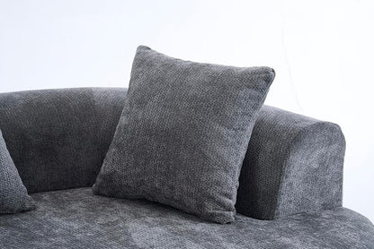 79" Curved Loveseat Sofa in a Box for Living Room, Modern Boneless Loveseat Couch Chenille Deep Seat Cloud Floor Couch with 3 Throw Pillows for Small Spaces, No Assembly Needed | Breathable material