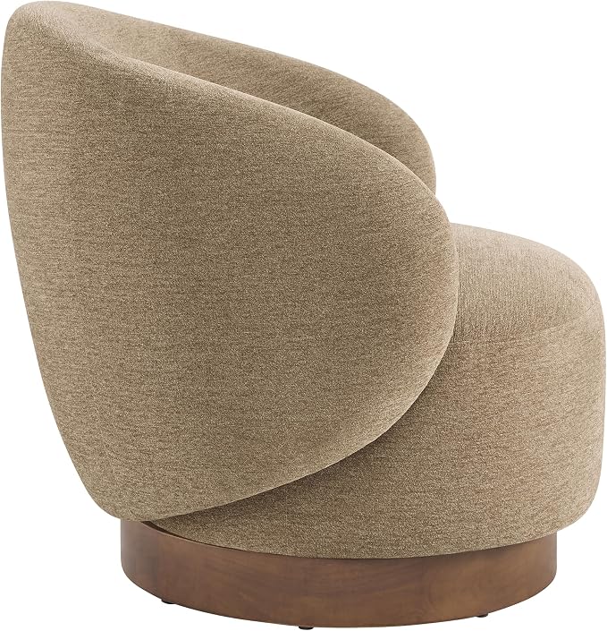 KISLOT Swivel Accent Chair Modern Round Barrel Armchair with Upholstered Performance Fabric for Living Room Bedroom Waitingroom,1 Box,Brown