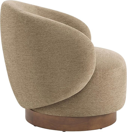 KISLOT Swivel Accent Chair Modern Round Barrel Armchair with Upholstered Performance Fabric for Living Room Bedroom Waitingroom,1 Box,Brown