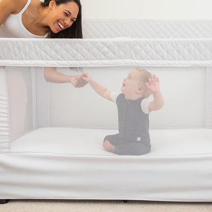 Baby Delight Lunaire Full Size Crib | Breathable Mesh Baby Crib | Tool-Free Assembly Baby Bed | Driftwood Grey