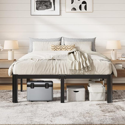 Allewie Metal Full Size Bed Frame, 14 Inch 3500LBS Heavy Duty Platform Bed with Rounded Corner & Under Bed Storage, No Box Spring Needed, Noise Free, Easy Assembly, Black