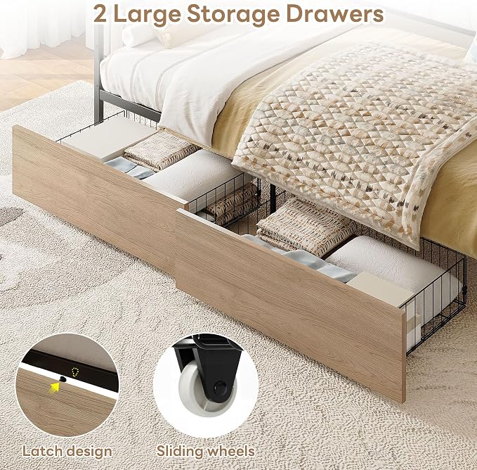 LIKIMIO Daybed with Storage Drawers, Twin Day Bed Frame with Boucle Upholstered Headboard and Charging Station, Sofa Day Bed with Strong Supports for Living Room, Bedroom and Guest Room, Cream