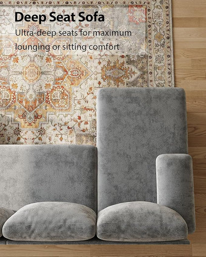 U-Shaped Sectional Couches for Living Room | 112 Inch Modern Sectional Couch | Light Grey Chenille Sofa with Double Chaise for Apartment