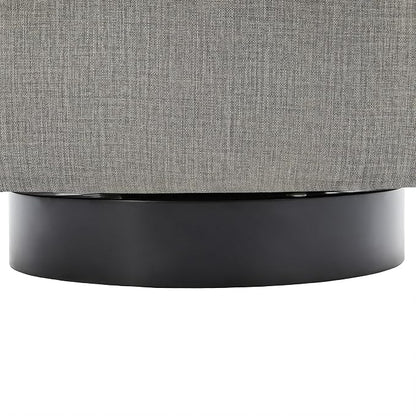 360° Swivel Accent Chair, Fabric Barrel Club Chair Upholstered Armchair for Living Room, Round Arm Chair Bedroom Single Sofa Reading Seat - Flax Gray