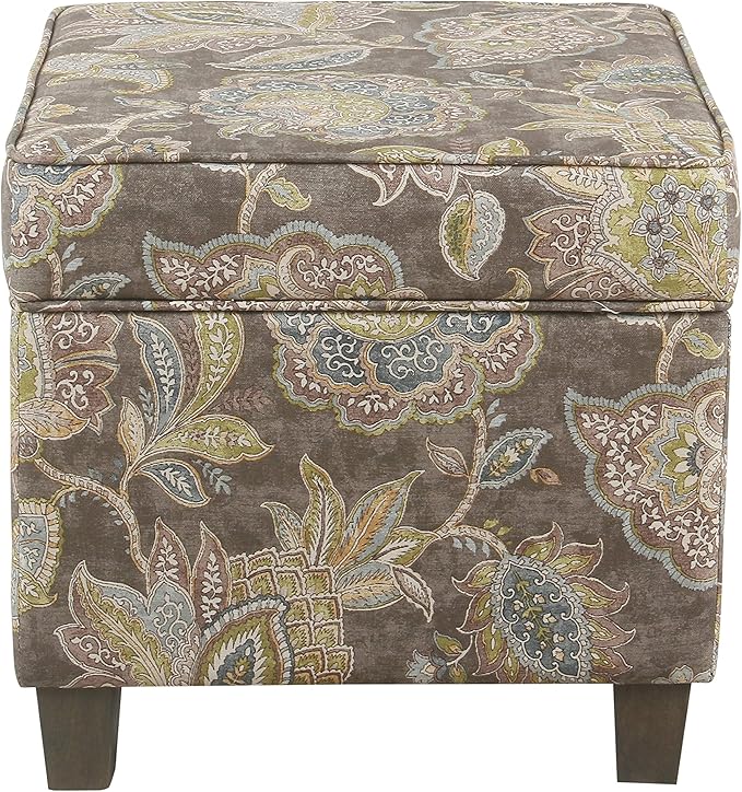 HomePop 18" Classic Square Storage Ottoman - Gray Floral