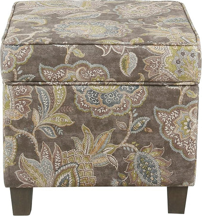 HomePop 18" Classic Square Storage Ottoman - Gray Floral