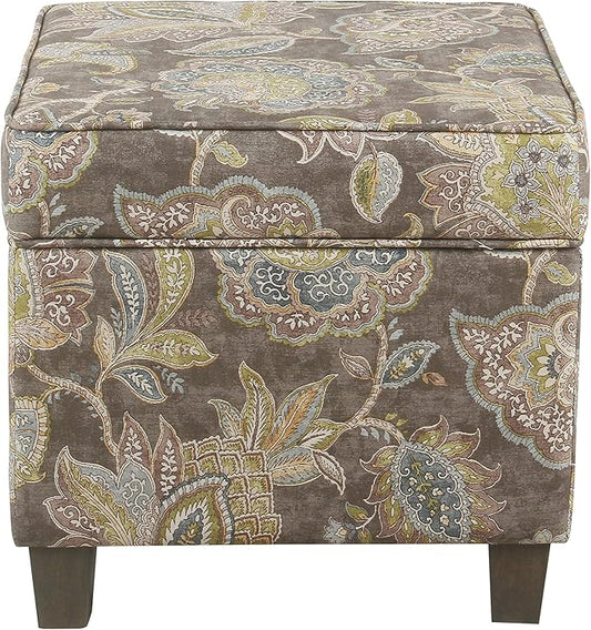 HomePop 18" Classic Square Storage Ottoman - Gray Floral