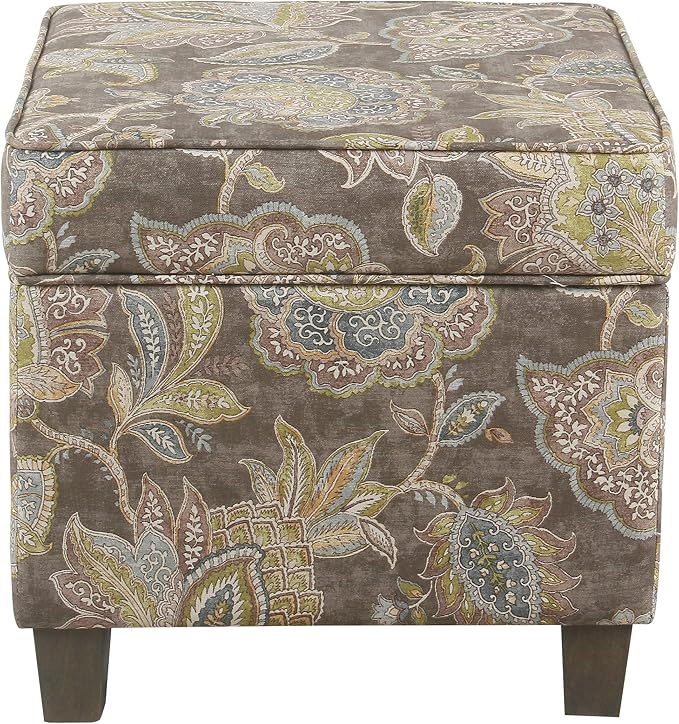 HomePop 18" Classic Square Storage Ottoman - Gray Floral