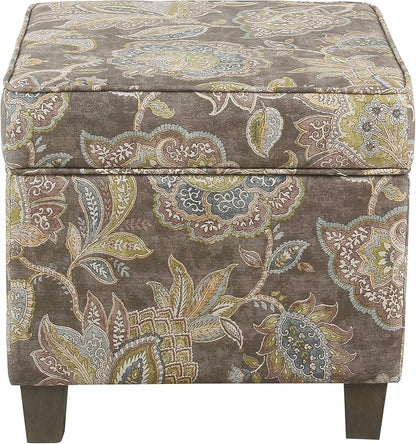 HomePop 18" Classic Square Storage Ottoman - Gray Floral