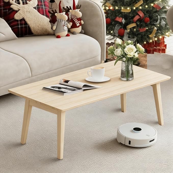 Bamboo Coffee Table Foldable Japanese Floor Desk Folding Low Tea Table No Assembly 26x16x12in Portable Bedroom Living Room Furniture for Dining Working Studing Relaxing (Natural Wood, Large)