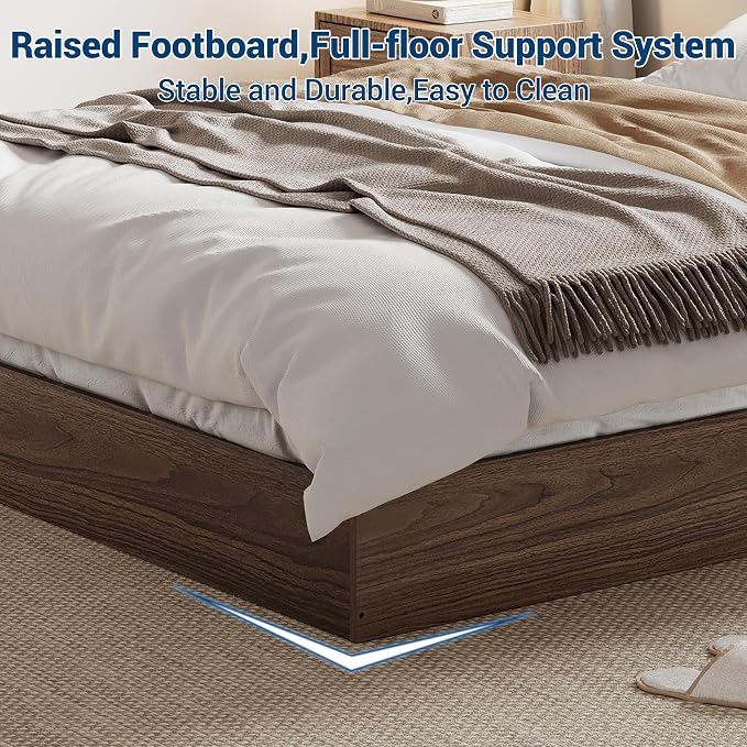 GarveeHome Full Size Wood Platform Bed Frame, Wooden Bed Frame Without Headboard, Wood Slat Support, No Box Spring Needed, Easy Assembly