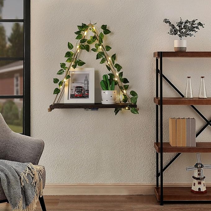 JOPSTDI Floating Shelves for Wall, Plant Wall Decor, Hanging Shelf, Cottage Core Decor, Room Decor Aesthetic, Trinket Shelf, Two-Piece Set, No Drilling