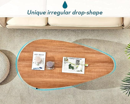 SAYGOER Mid Century Modern Coffee Table for Living Room Rustic Oval Coffee Table Small Retro Accent Sofa Center Table for Living Room,22.2" D x 42.5" W x 17.1" H, Walnut Oak | Mid Century Modern