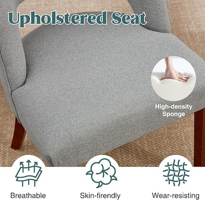 Dining Chairs Set of 2,Modern Dining Room Chairs with Thick Cushions,Upholstered Linen Fabric Kitchen Chairs for Kitchen Dining Room LIGHTGREY