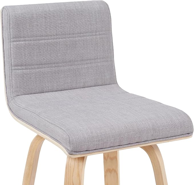 Vienna Modern Swivel Bar Height Stool with Grey Upholstered Seat and Patterned Oak Wood Frame Set of 3
