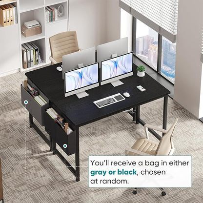 OLIXIS Computer Desk, 47 Inch Home Office Desks for Small Spaces, Writing Craft Study Gaming Table for Bedroom, Modern Computer Workstation with Storage Bag, Black