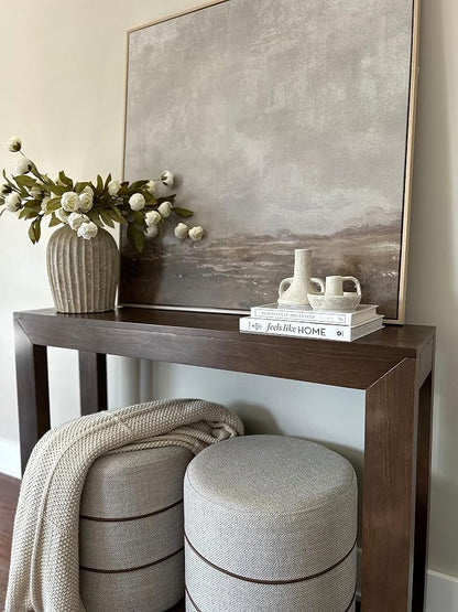 Plank+Beam Modern 46 Inch Console Table, Solid Pine Wood Entryway Table, Narrow Sofa Table for Hallway or Living Room, Walnut