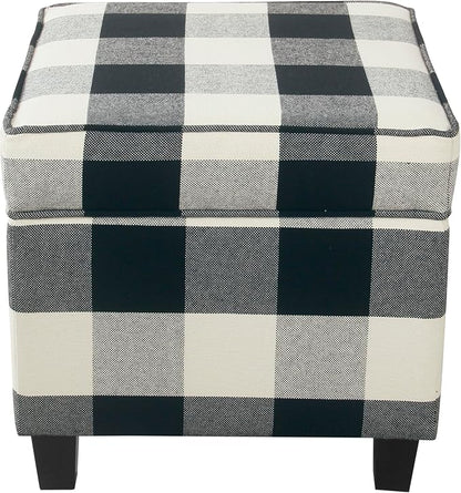 HomePop 18" Classic Square Storage Ottoman - Black Plaid