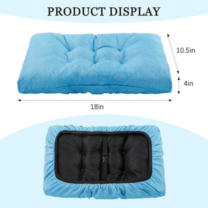 Rectangular Stool Cushion Set of 2, Soft Saddle Stool Cushions with Ties, Nonslip and Washable, Light Blue, 18 x 10.5 x 4 Inch