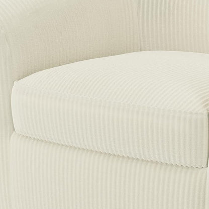 Topeakmart Corduroy Club Chair, Modern Accent Chair and Cozy Barrel Chair with Sturdy Wood Legs for Living Room Bedroom Reception Room, Beige