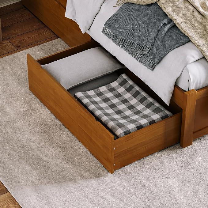 AFI, Concord Queen Platform Bed with Footboard & Storage Drawers, Light Toffee