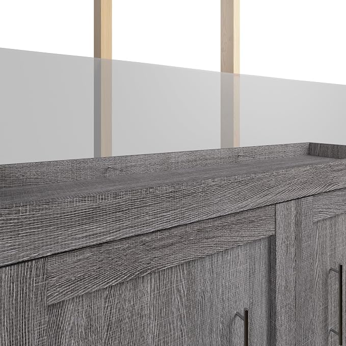 Bestar Pur Full Size Murphy Bed in Bark Grey, 59-inch Space-Saving Sleeping Arrangement for Multipurpose Area, Bedroom, Guest Room, or Living Room