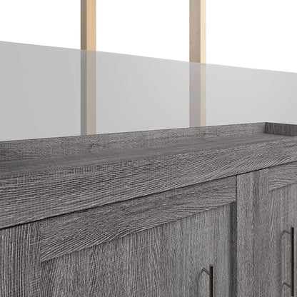 Bestar Pur Full Size Murphy Bed in Bark Grey, 59-inch Space-Saving Sleeping Arrangement for Multipurpose Area, Bedroom, Guest Room, or Living Room