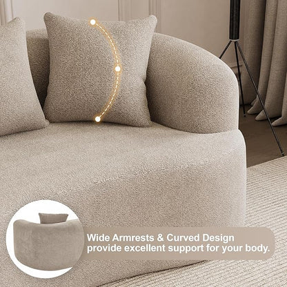 69" Curved Loveseat Sofa for Living Room, Modern Chenille Love Seat Cloud Couch, Luxury Plush Extra Deep Oversized Sofa for Small Spaces, Bedroom, Apartment‌, No Assembly Required, Light Brown