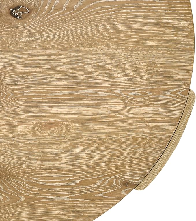 Furniture of America Carys 42” Round Coffee Table, Solid Rubberwood & Oak Veneer, Modern Wood Living Room Table with Plinth Base, Oak Finish