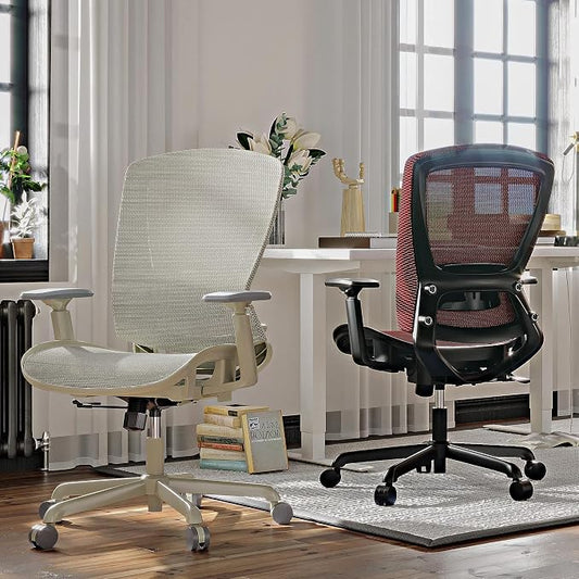 ELABEST Mesh Office Chair,Ergonomic Computer Desk Chair,Sturdy Task Chair- Adjustable Lumbar Support & Armrests,Tilt Function,Comfort Wide Seat,Swivel Home Office Chair (Grey Frame Grey Mesh)