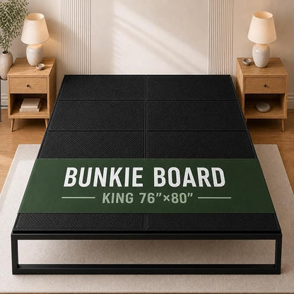 DFAN 76"×80" Bunkie Board King Size – Double Sided Non-Slip Breathable Bed Support, Anti-Sag King Bed Slats Support Under Mattress for Slatted Bed Frame Base, Metal Frames, Sofa Beds, Foldable Black