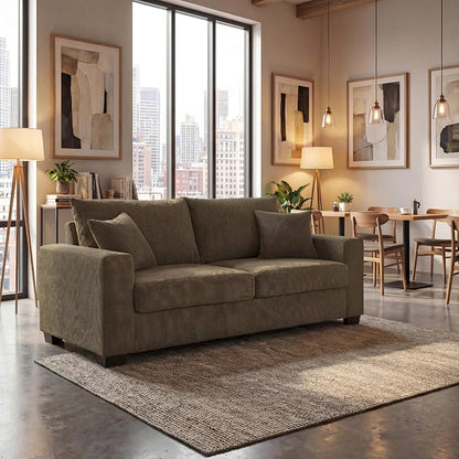 Ball & Cast 69" Loveseat Sofa, Modern Love Seat Couches for Living Room,Upholstered 2 Seater Small Couch with Throw Pillows for Bedroom,Apartment,Office,Easy Assembly,Coffee