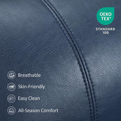 MCombo Lift Chair for Tall Man 6‘6’’, Dual Motor Power Lift Recliner Chair for Elderly, Lay Flat for Sleeping, Heat and Massage, USB & Type C, Faux Leather 7755 (Blue)