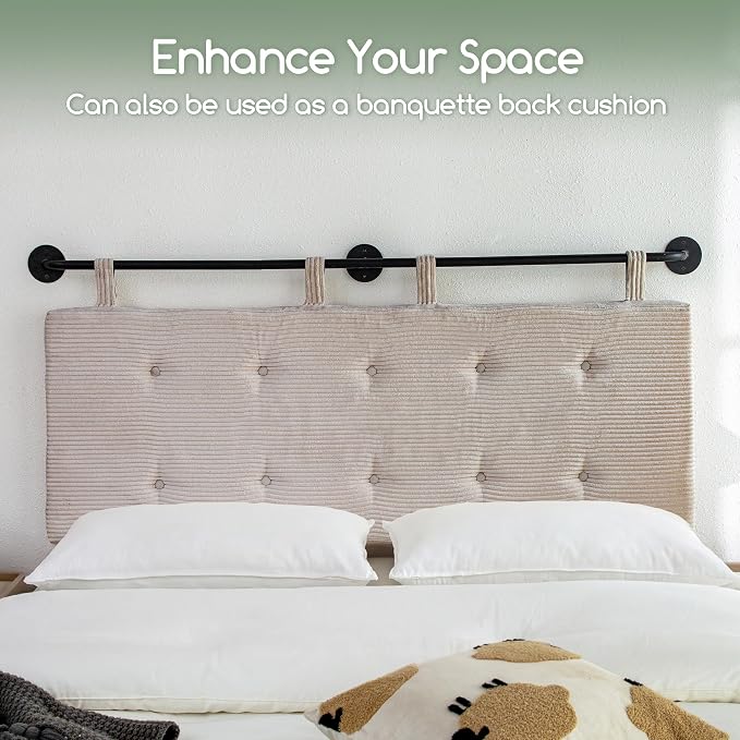 HIGOGOGO Wall Mounted Headboards for King Size Bed, Hanging Head Board Wall with Button Tufting, Adjustable Height Headboard for Bedroom,Grey