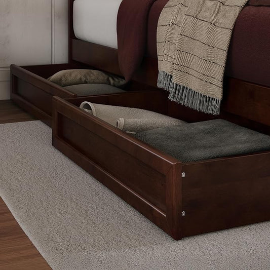 AFI, Mid-Century Modern Under Bed Storage Drawers, Queen/King/Twin XL, Walnut