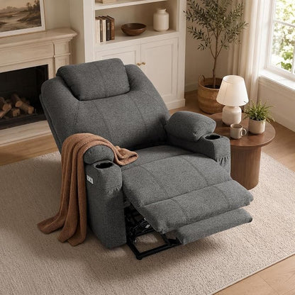 MCombo Power Lift Recliner Chair for Elderly R7045(Grey, Medium-Wide) | Heat and Massage, Breathable Fabric, USB& Type C Charging Port, FSC Certified