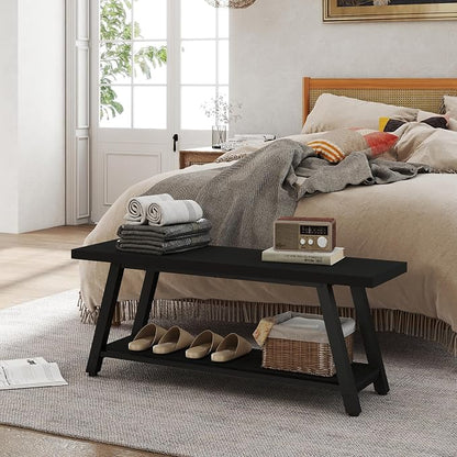 47" Farmhouse Entryway&End of Bed Wood Bench,Black | Skandiquip 43"47" Wood Farmhouse Entryway Bench, Mid Century Rustic End of Bed Bench for Mudroom, Living Room & Kitchen