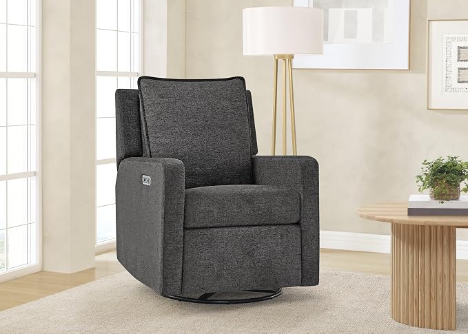 babyGap Harlowe Power Recliner with USB-A and Type-C Ports by Delta Children - Greenguard Gold Certified – Stain-Resistant Performance Fabric is Oeko-TEX Standard 100 Certified, Charcoal