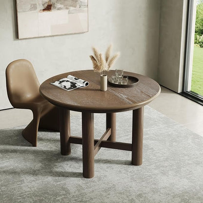 LUMISOL Extendable Round Dining Table for 4-6 People, 47”-63” Oval Kitchen Table with 16” Removable Leaf and Solid Wood Legs for Kitchen, Dining Room, Espresso