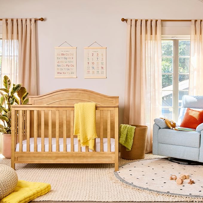 Davinci Charlie 4-in-1 Convertible Crib, GREENGUARD Certified, Honey | Converts to Toddler Bed, Daybed, Full-Size Bed, 4 Adjustable Mattress Heights, Conversion Kits Sold Separately, Easy Assembly