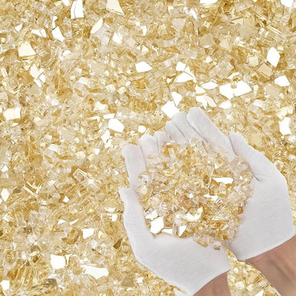 Skyflame High Luster 10-Pound Fire Glass Fire Pit Fireplace Landscaping, 1/4 inch Gold Reflective