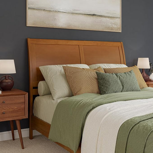 AFI, Portland Queen Sleigh Solid Wood Panel Headboard, Light Toffee