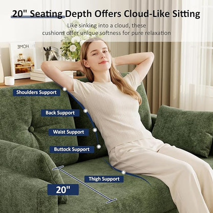 Vipbear 48" Loveseat Sofa,Modern Small Couches for Small Spaces,Green Chenille Love Seat Couch for Living Room,Bedroom,Apartment,Office,Deep Seat,Throw Pillow,Side Pockets,Square Armrest
