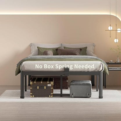 MAF 12 Inch Queen Metal Platform Bed Frame with Round Corner Legs, Mattress Slide Stopper, 3000 LBS Heavy Duty Steel Slats Support, No Box Spring Needed, Noise Free