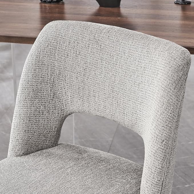 VKNOW Wooden Dining Chairs Set of 6, Modern Fabric Upholstered Dining Room Chair Kitchen Chairs, Farmhouse Dinner Chair for Kitchen Dining Room, Grey