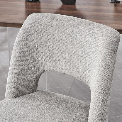 VKNOW Wooden Dining Chairs Set of 6, Modern Fabric Upholstered Dining Room Chair Kitchen Chairs, Farmhouse Dinner Chair for Kitchen Dining Room, Grey