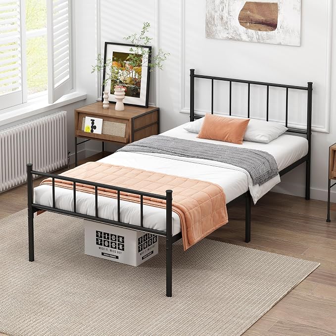 DIIYIV Twin XL Metal Bed Frame,Steel Slat Support,Noise Free,Easy Assembly | Twin XL Size Bed,Mattress Foundation,Underbed Storage,No Box Spring Needed
